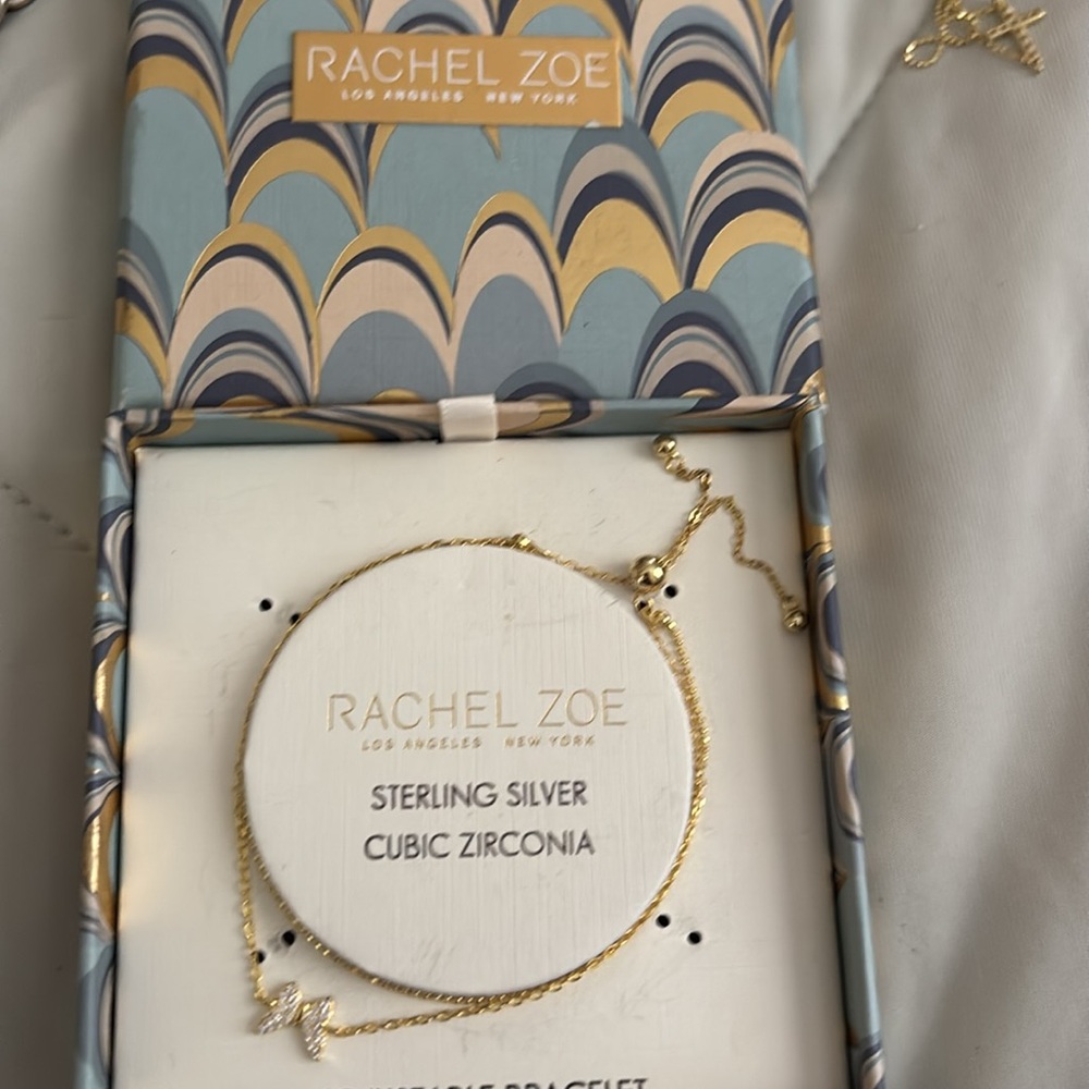 RACHEL ZOE Sterling Silver & CZ Adjustable Bracelet.new
